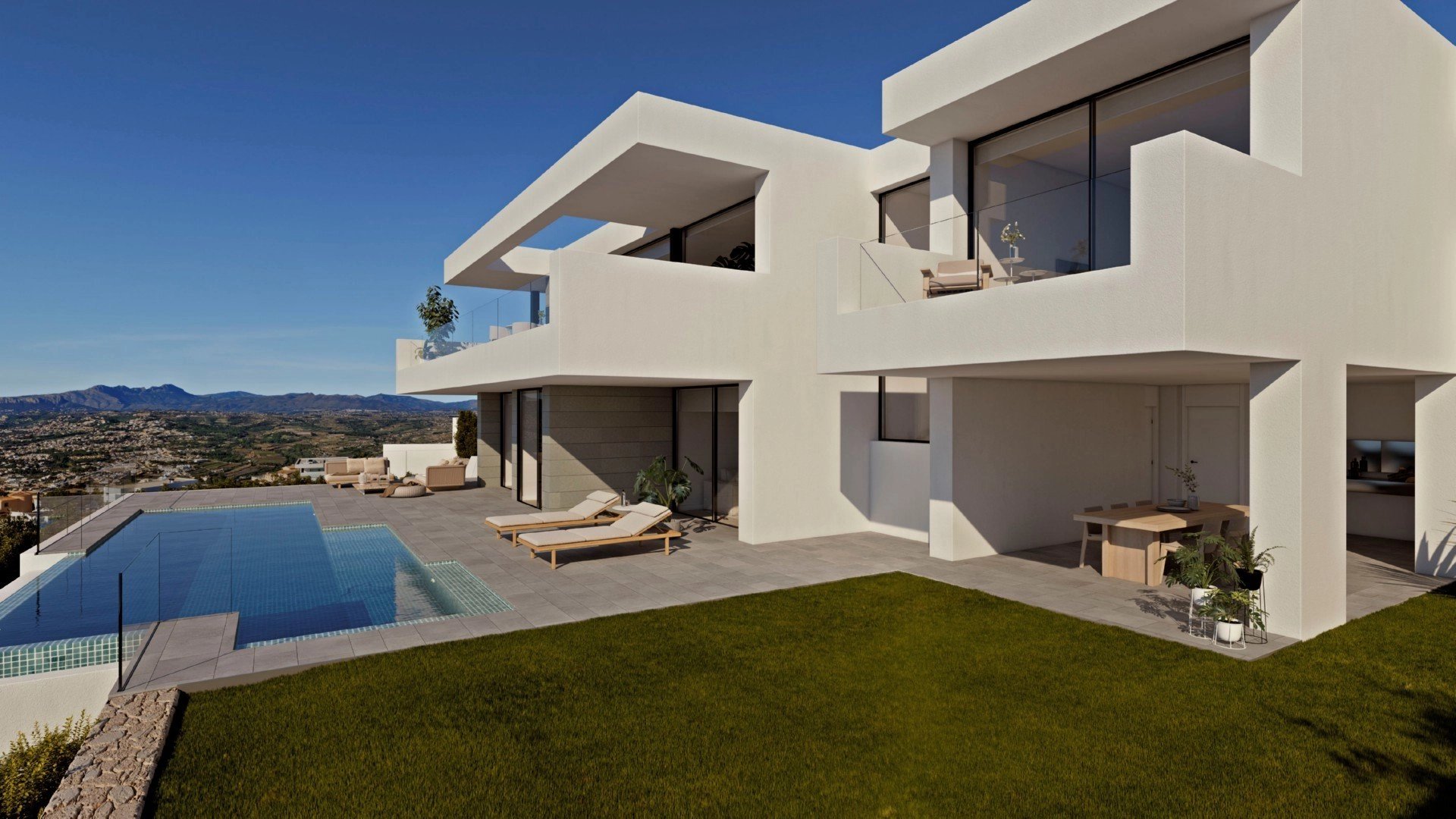 Grote luxe moderne villa met panoramisch uitzicht op zee