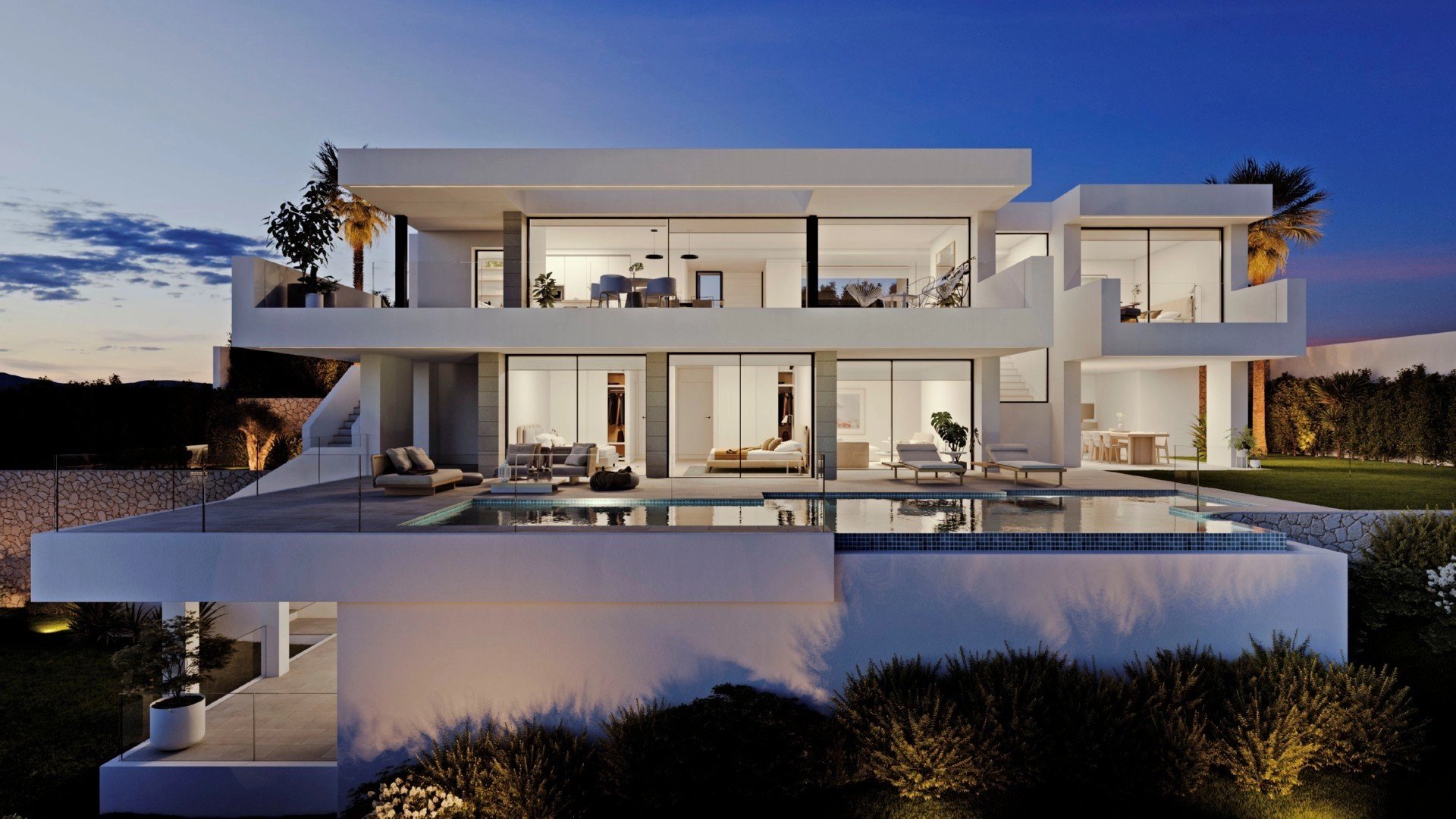 Gran villa moderna de lujo con vista panorámica al mar