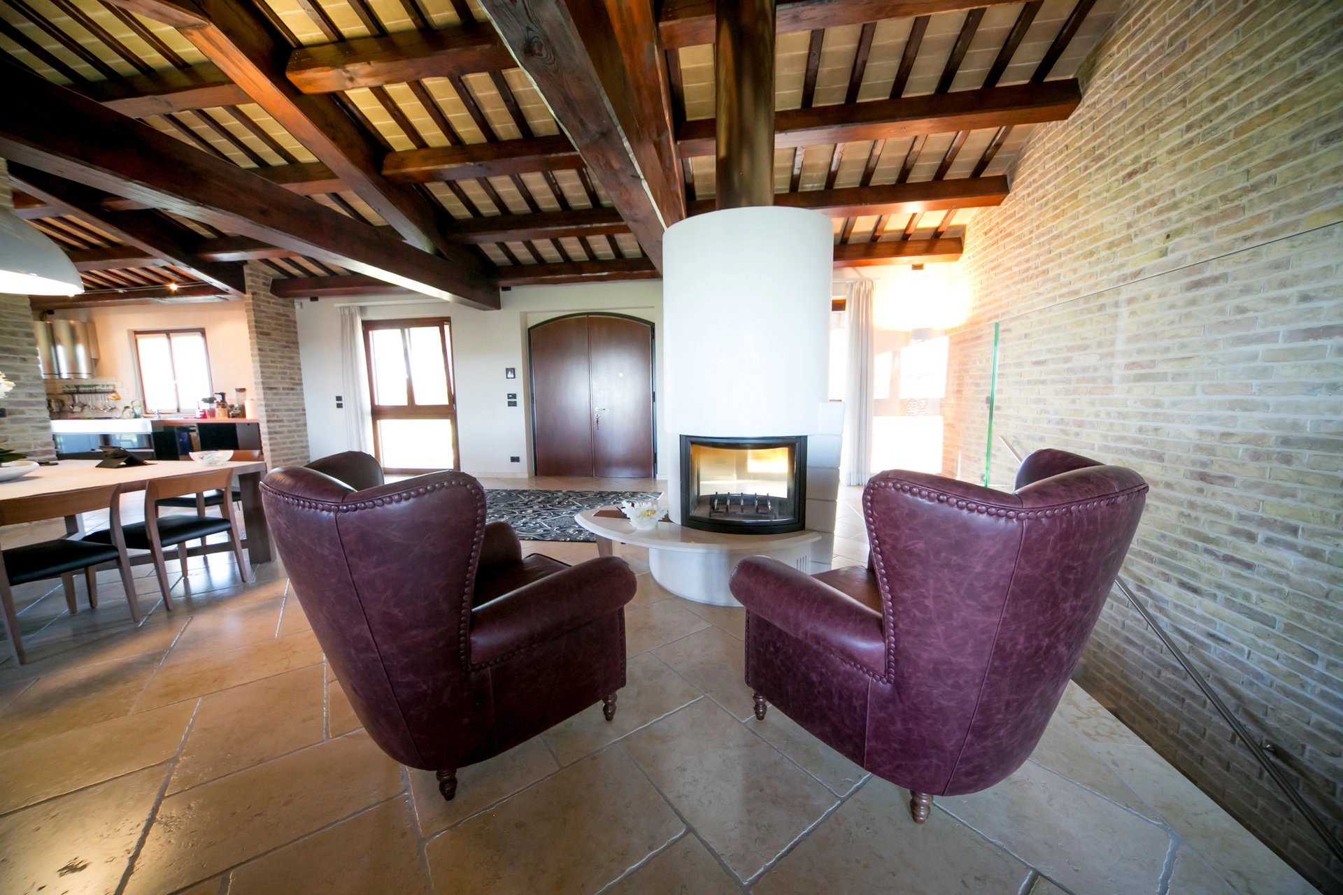 Living-room Tile Fireplace Exposed bricks