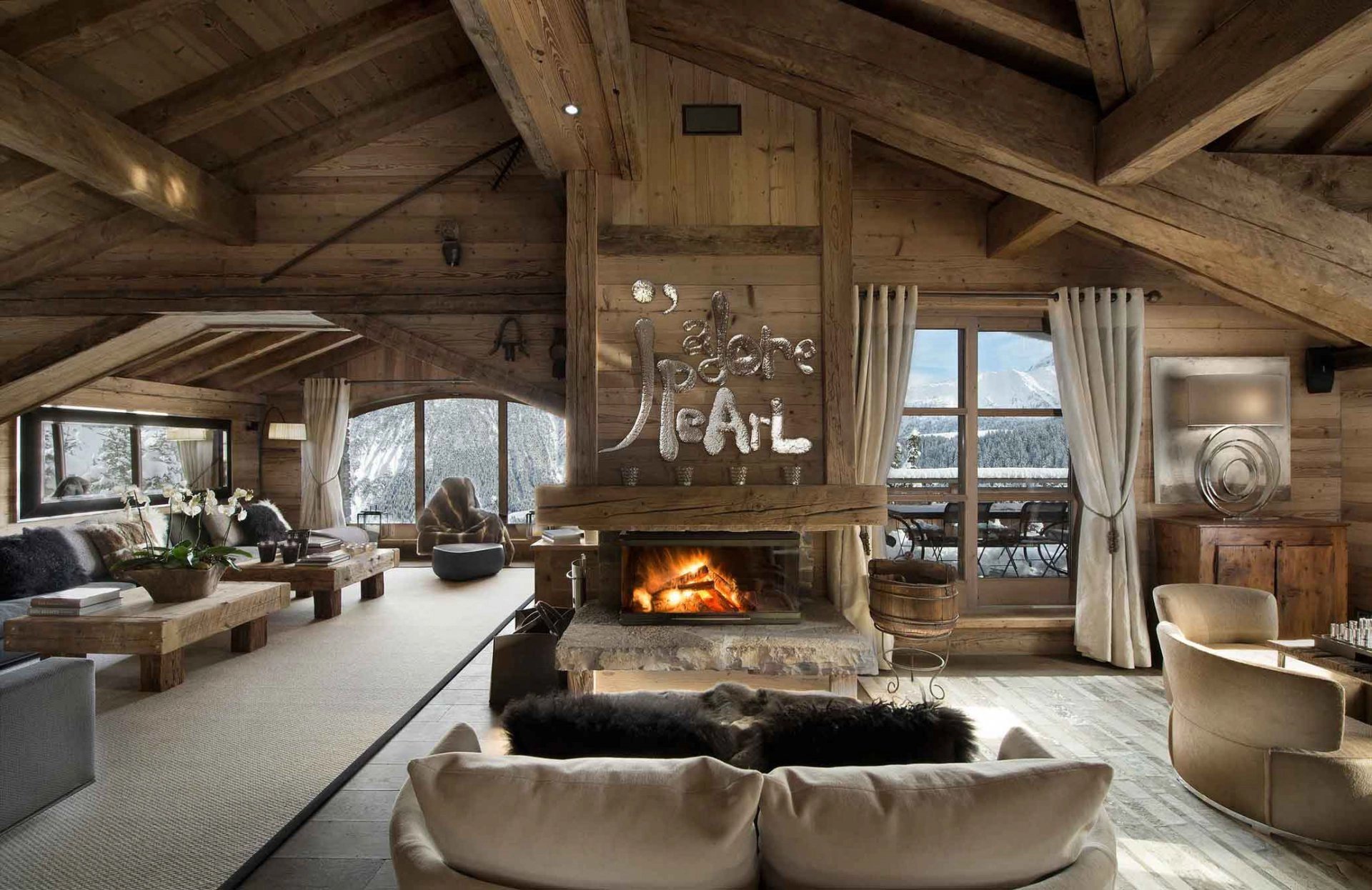 Living-room Natural light High ceiling Fireplace Carpet Wooden floor