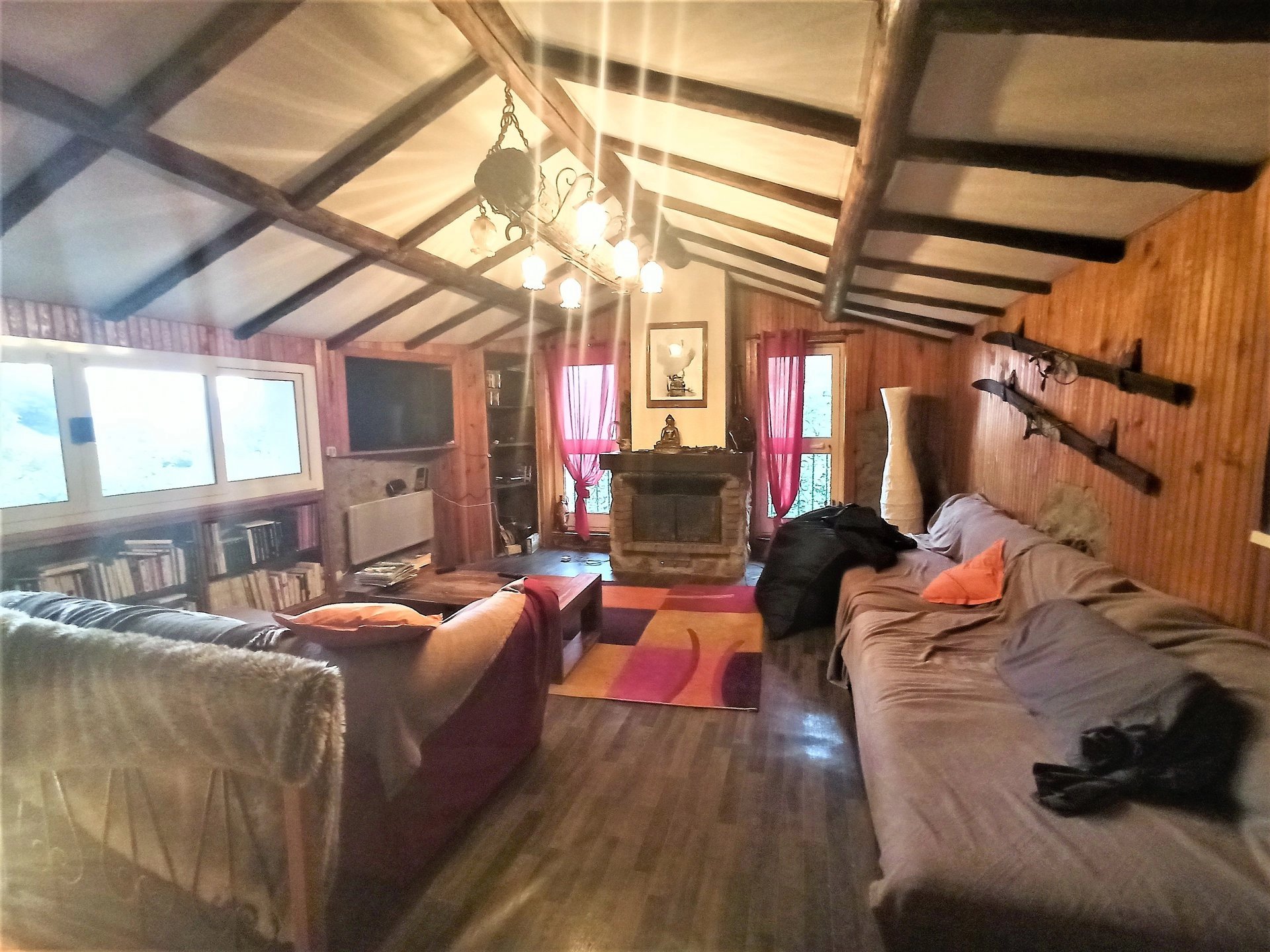 Living-room Wooden floor Fireplace