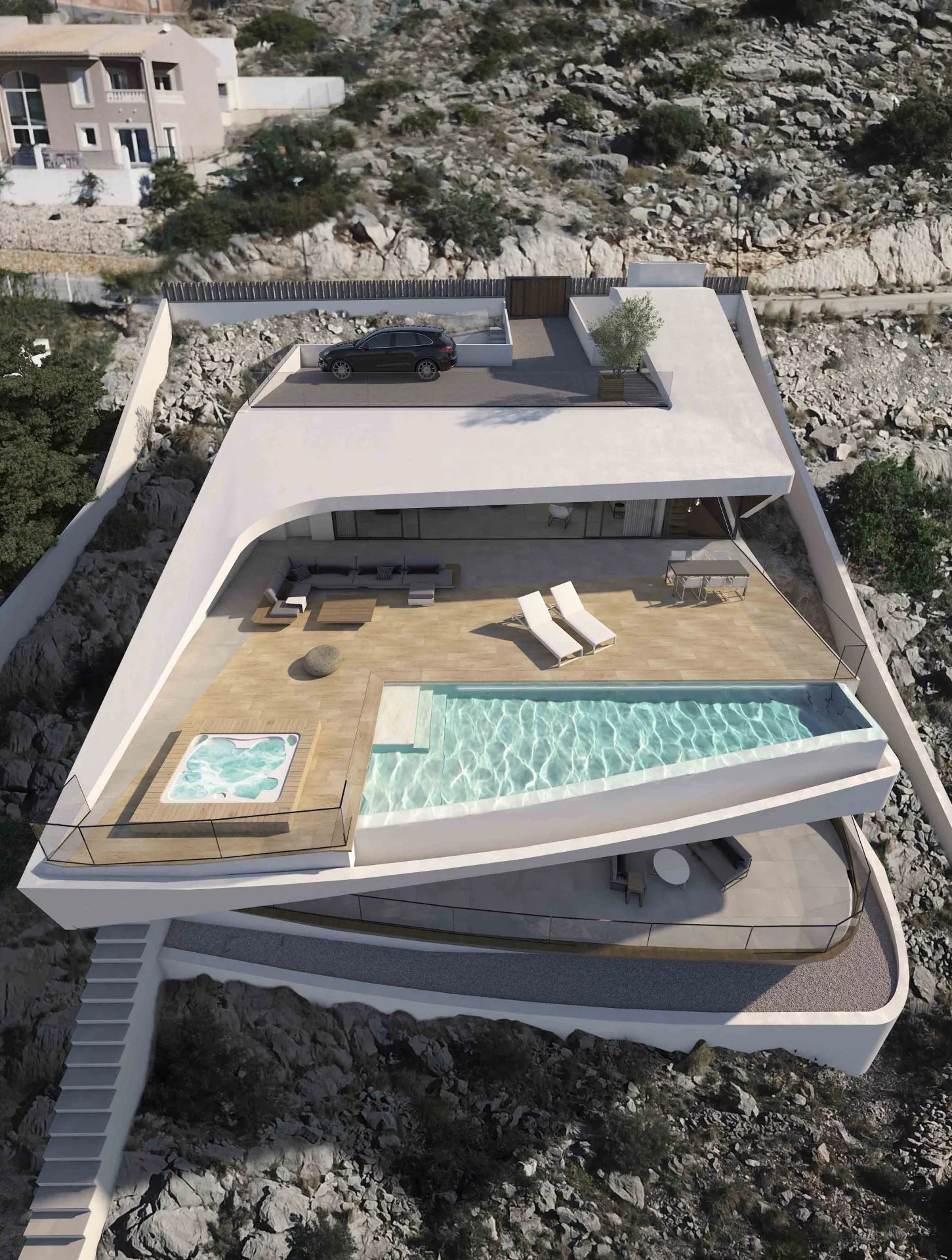 Villa in luxe stijl met panoramisch uitzicht op zee in Altea