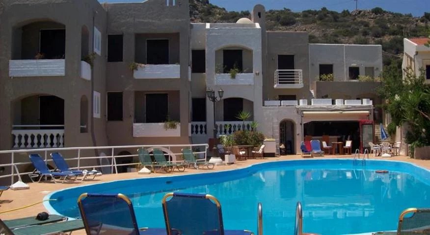 For sale hotel complex "Aparthotel" with total area of 1300 sq.m in Stalida. The complex consists of 23 apartments with a big swimming pool, pool &amp; snack bar. The apartments can accommodate from