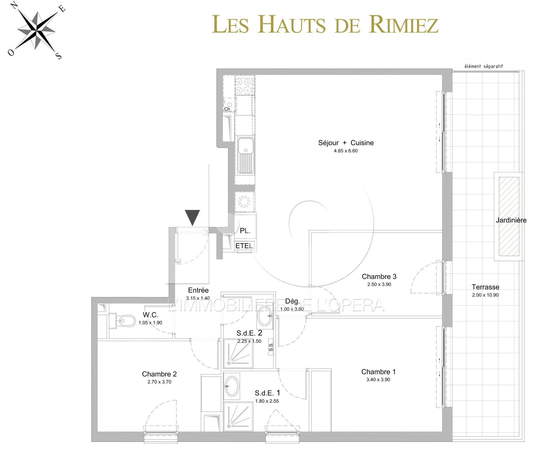 NICE -RIMIEZ Appartement 4 Pièces de 84 m2 , Terrasse de 20 m2 ..