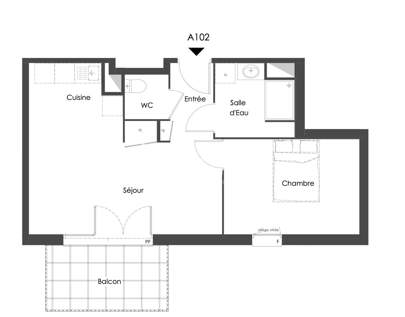 Vente de appartement d'une surface de 44.5 m2