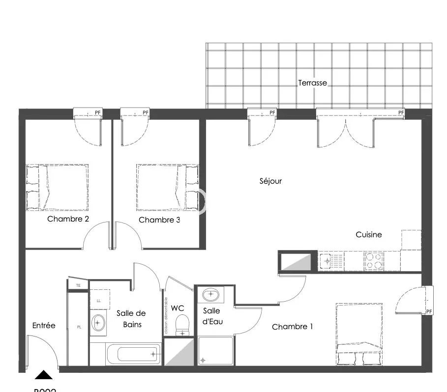 appartement de 85.5 m2 comprenant 4 pièces