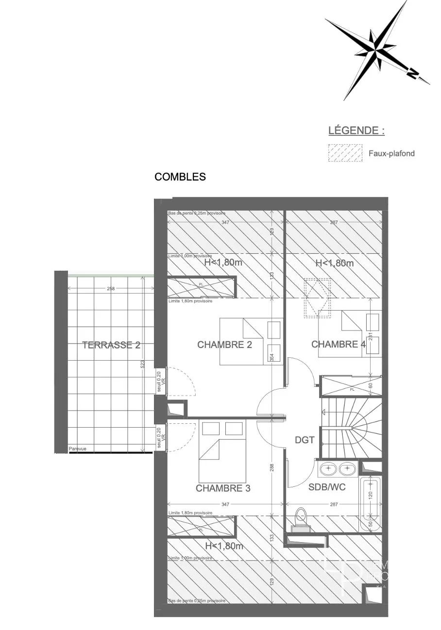 appartement de 91.5 m2 comprenant 5 pièces