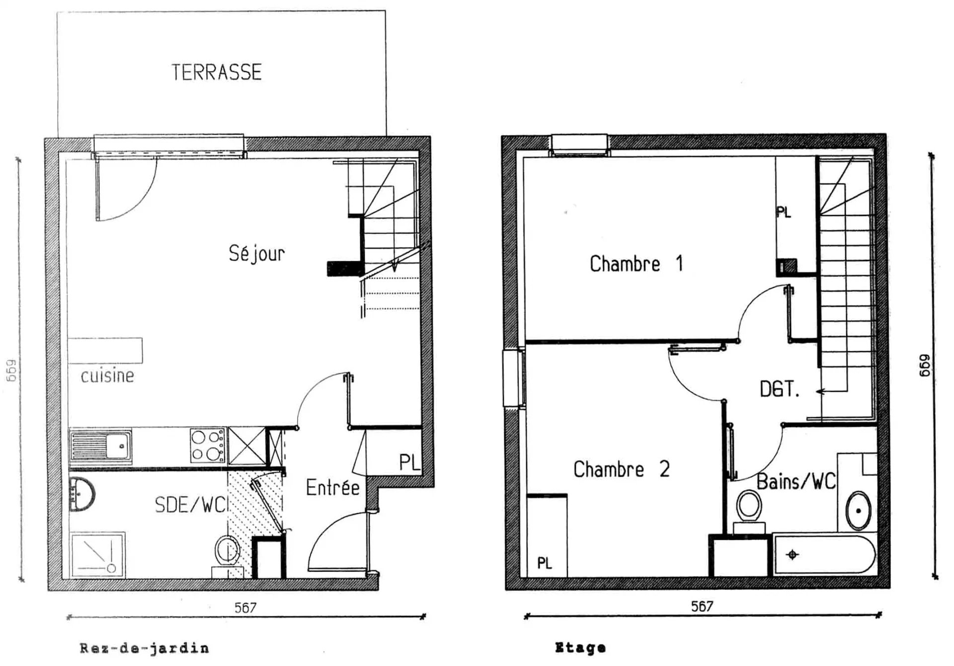 Appartement T3 Duplex - 68m² + jardin - 31200 TOULOUSE SEPT DENIERS