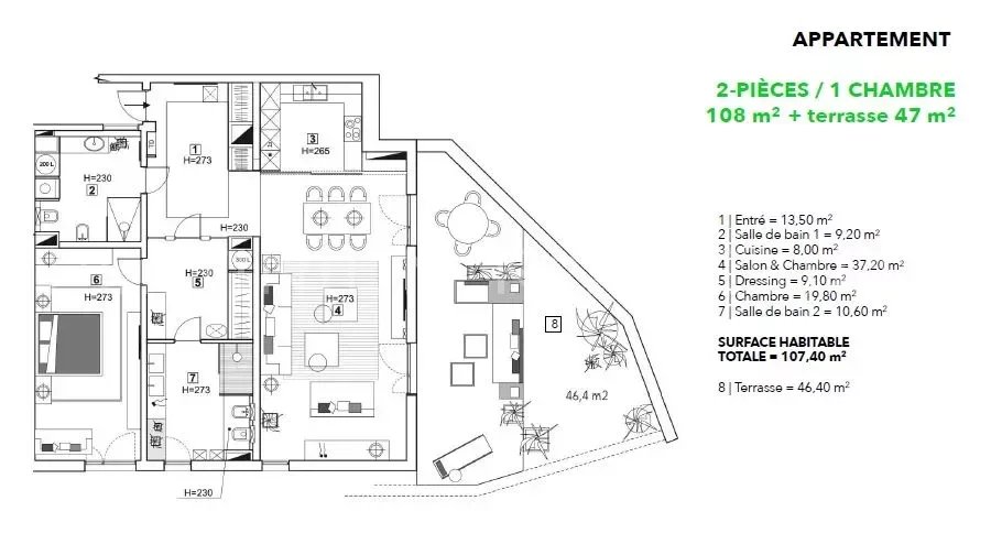 CAP D'AIL "PLAGE MARQUET" - 2/3P 108M² | TERRASSE 47M² | PARKING | PRESTATION LUXE