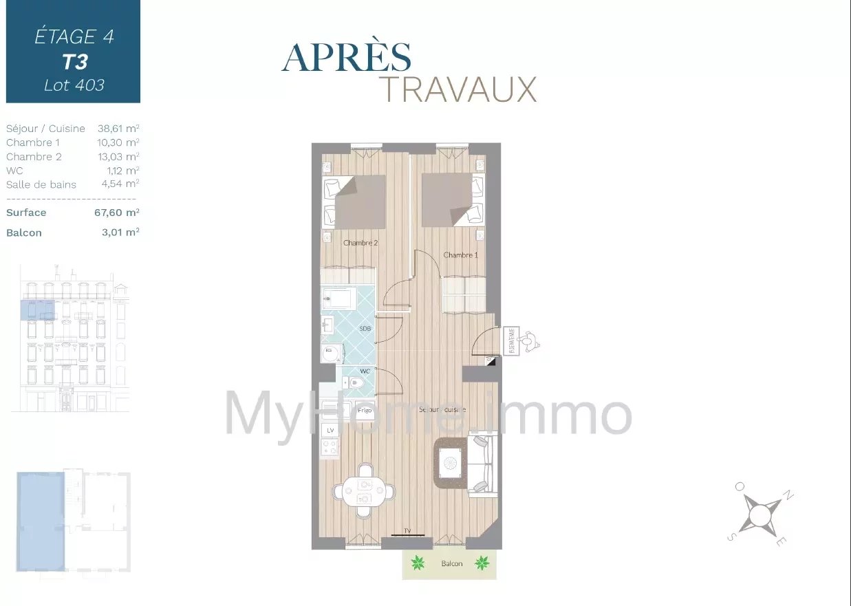 Vente Appartement 68m² 3 Pièces à Nice (06000) - Myhome.Immo