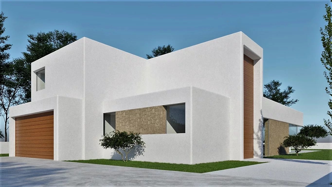 New-build villa under construction located within walking distance of the center and the beach