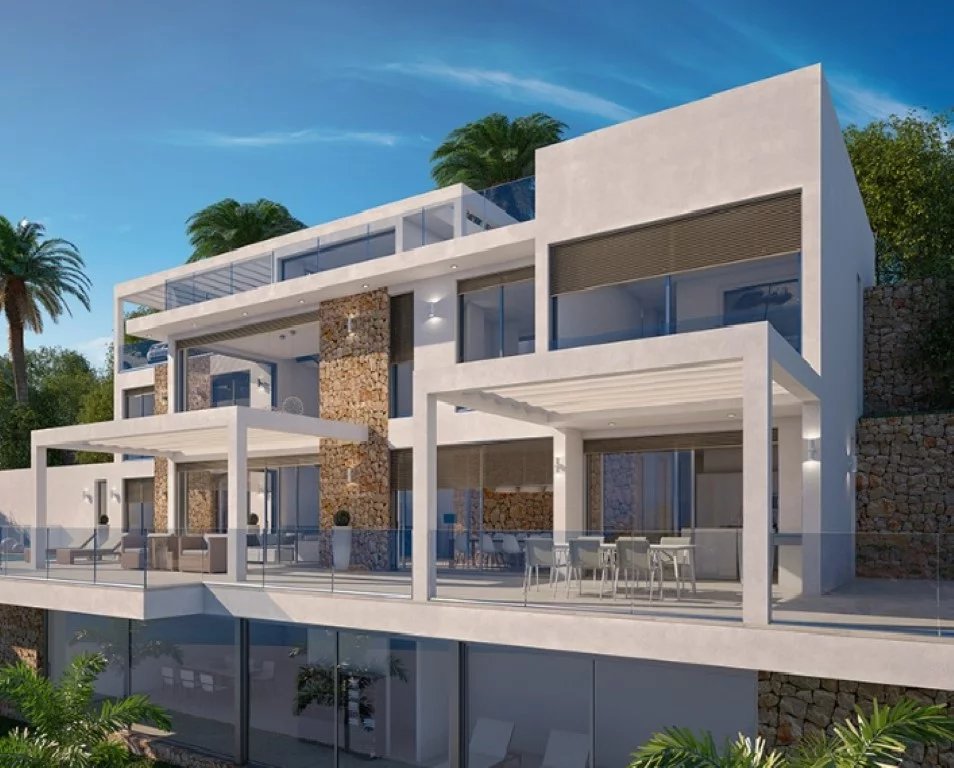 Moderne nieuwbouwvilla te koop met zeezicht in Javea