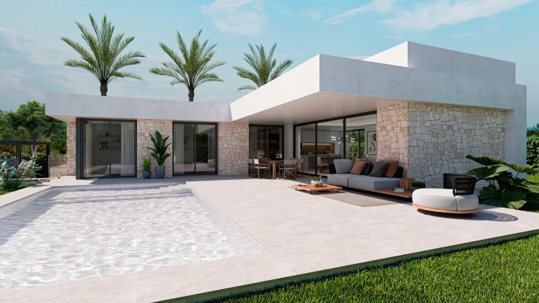 Moderne nieuwbouw villa met zeezicht te koop in Denia