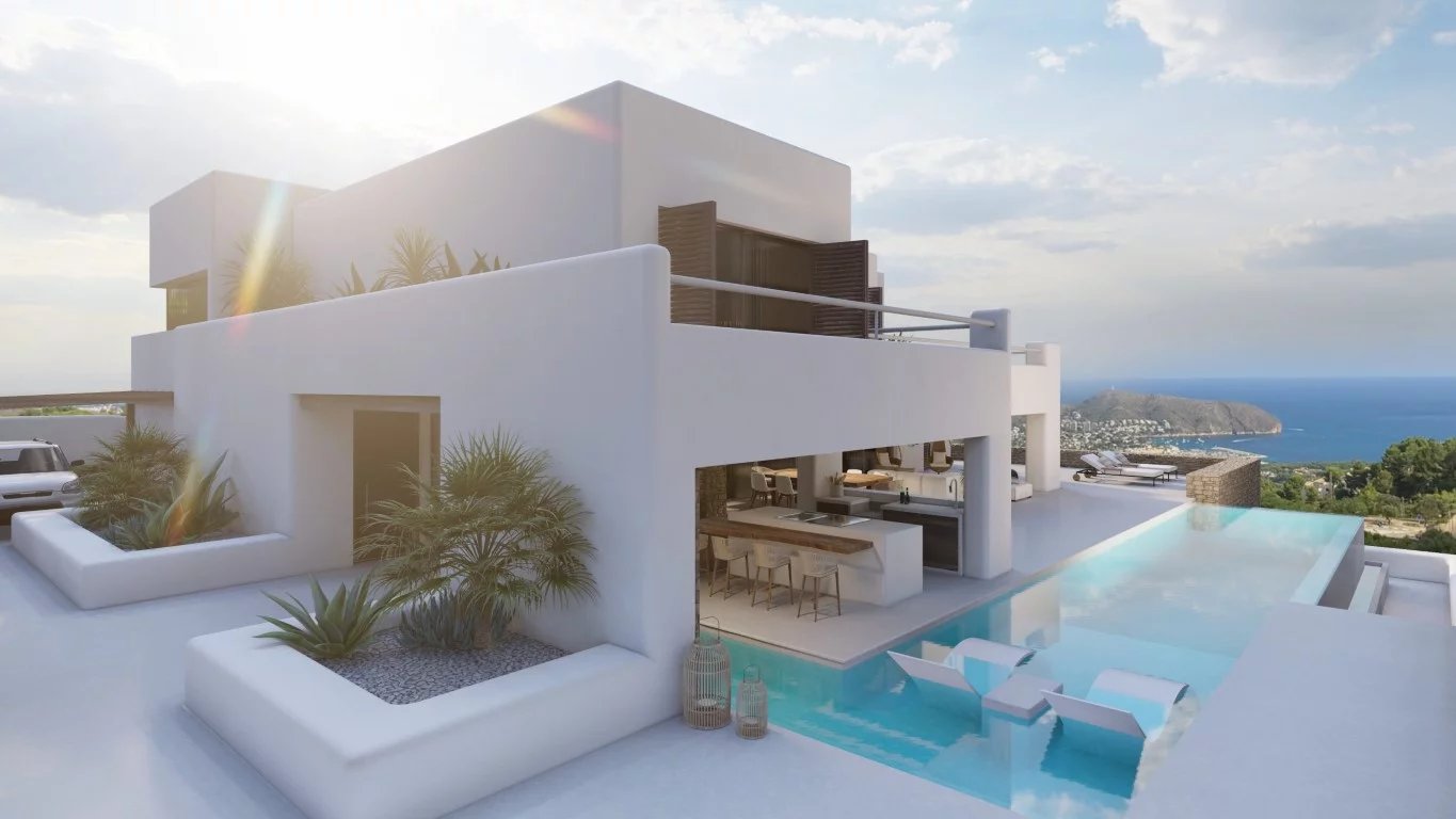 Beautiful Ibiza style villa with sea view under construction