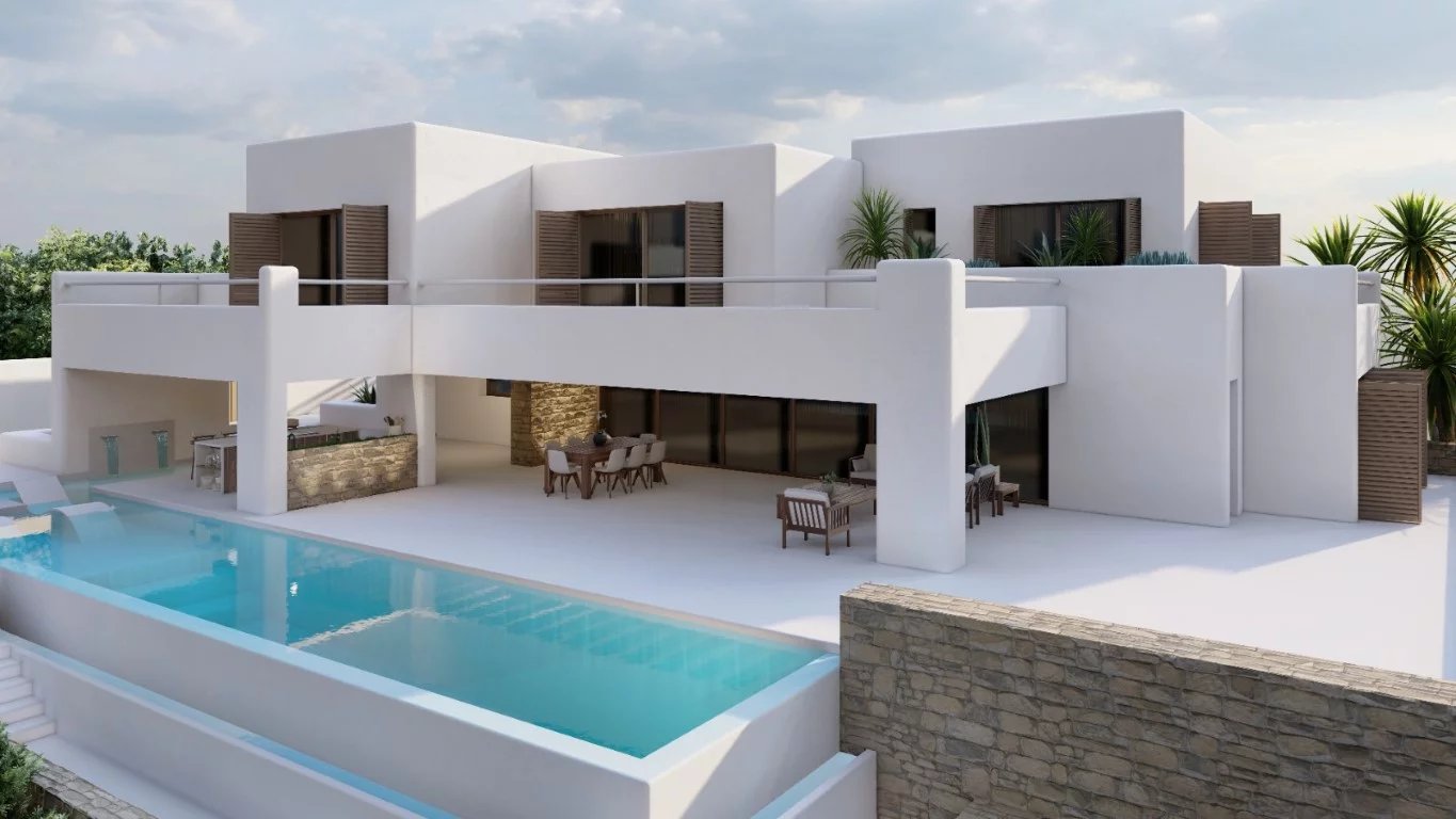 Beautiful Ibiza style villa with sea view under construction