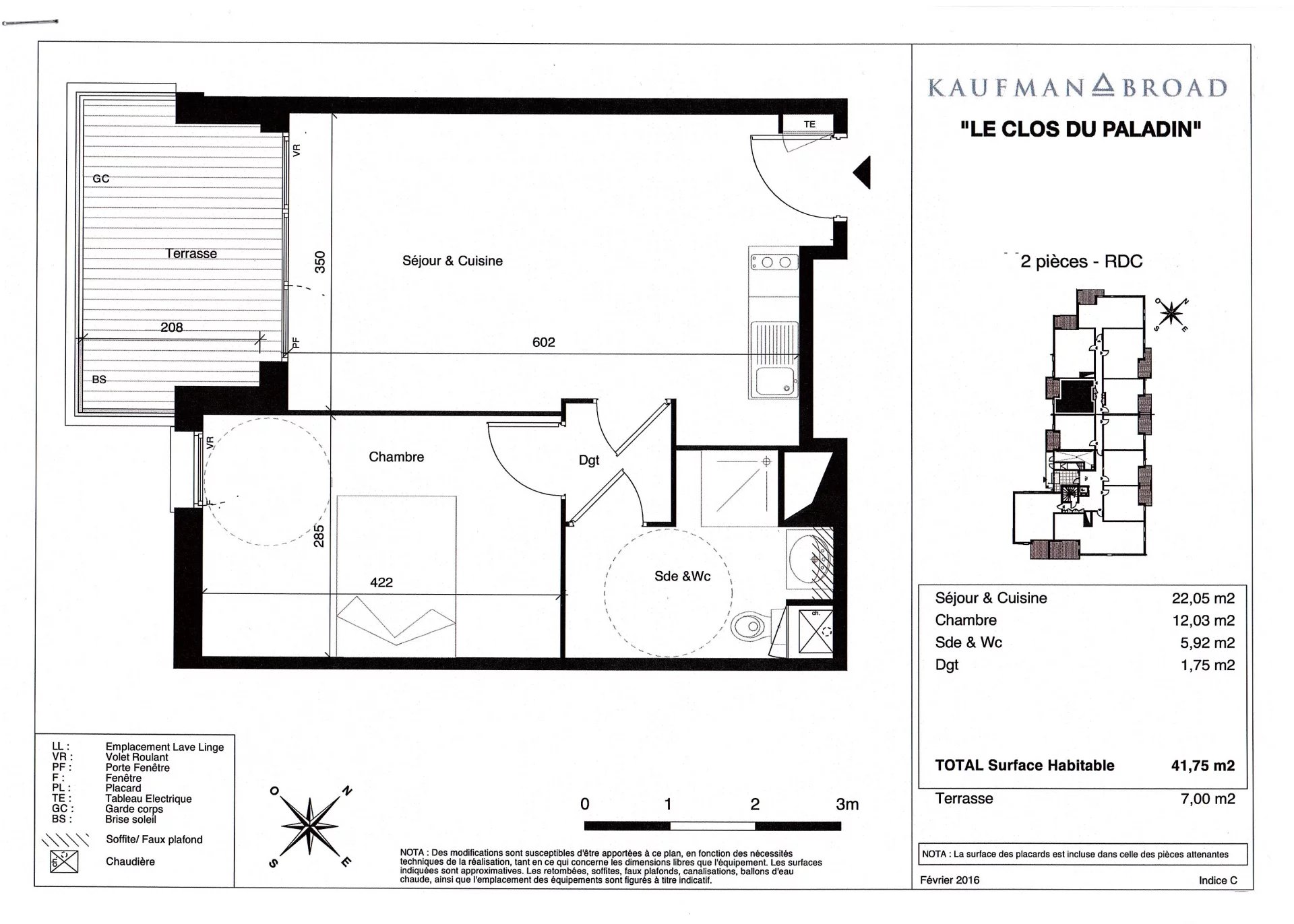 Appartement T2 RDC - 41 m²  - SAINT-JEAN