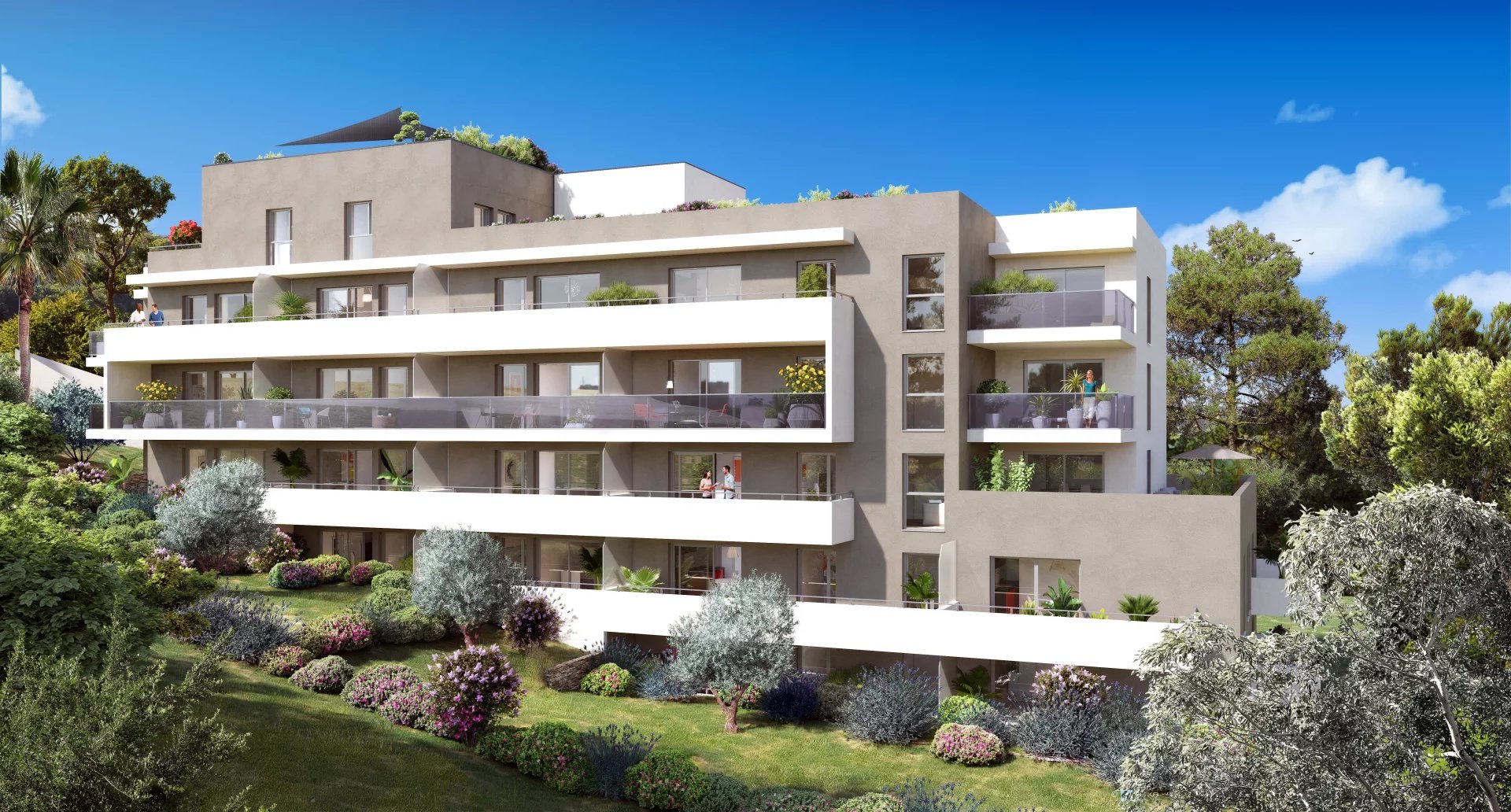 Antibes, villa toit, 4 pièces dernier étage, terrasses  et solarium, 2 parkings