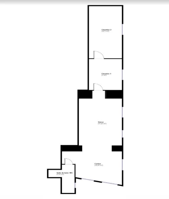Appartement 3 pièces  de 69m² + Terrasse de 210 m²