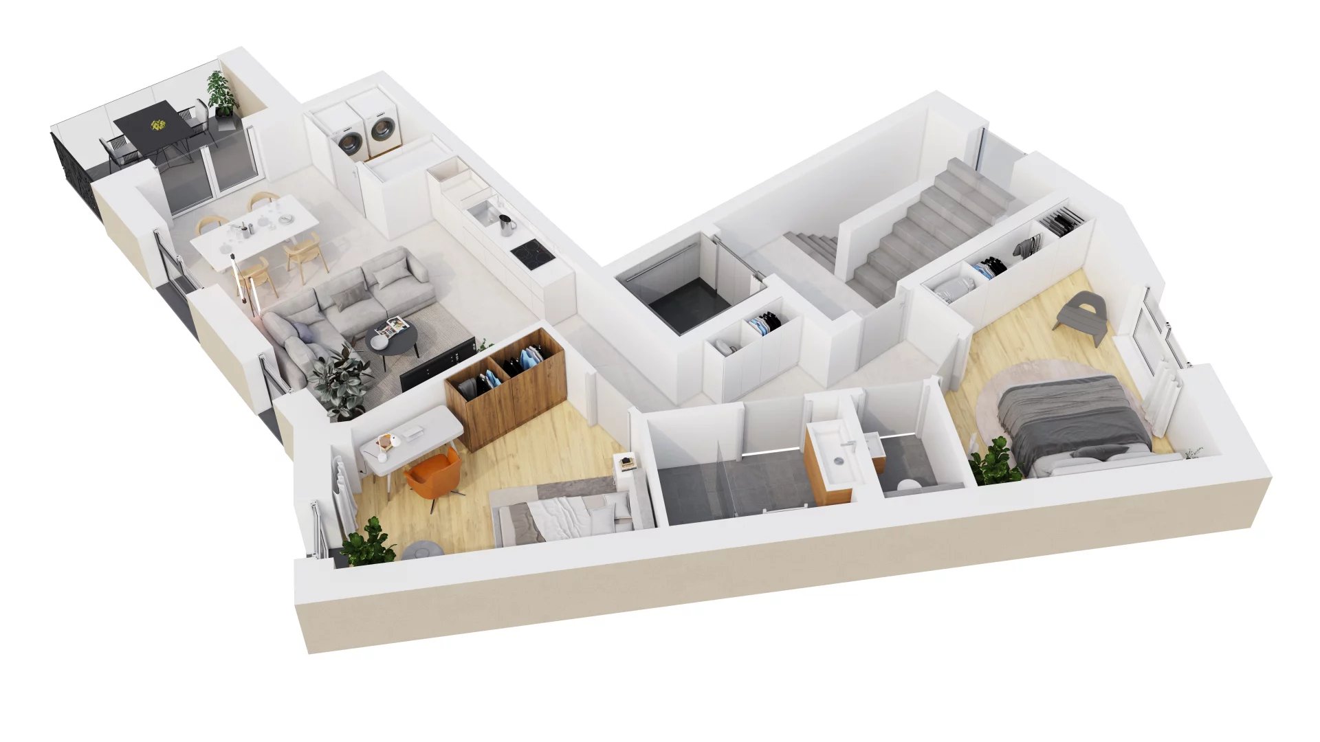 Apartment - 2-bedroom - loggia - indoor parking