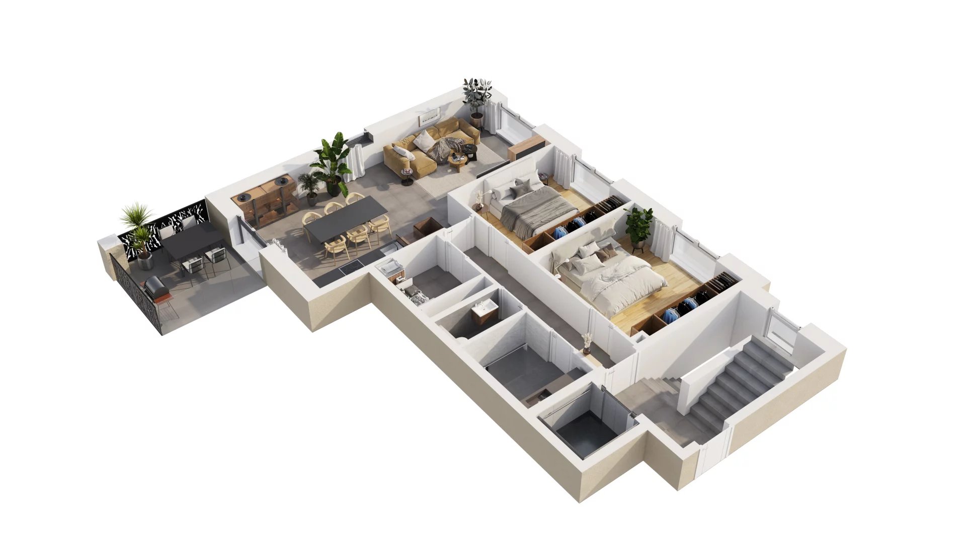 Apartment - 2-bedroom - loggia - indoor Parking