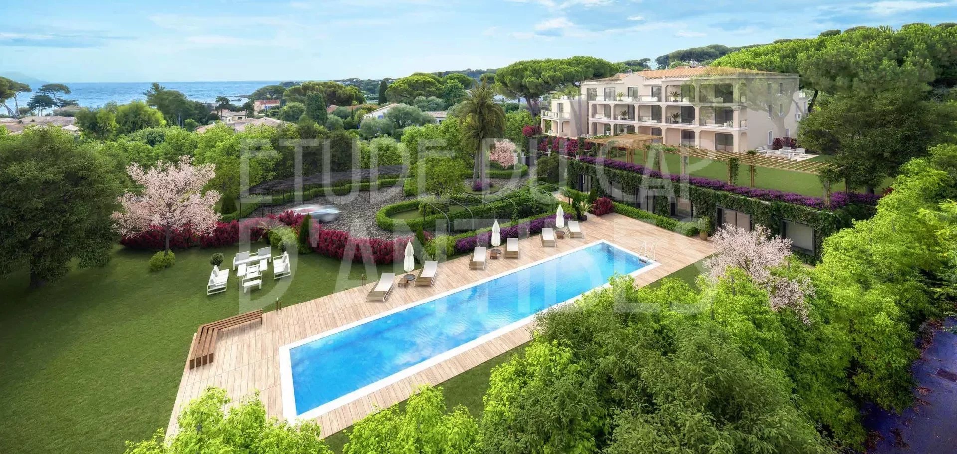 New brand condo in the heart of Cap d'Antibes for sale. Sea views