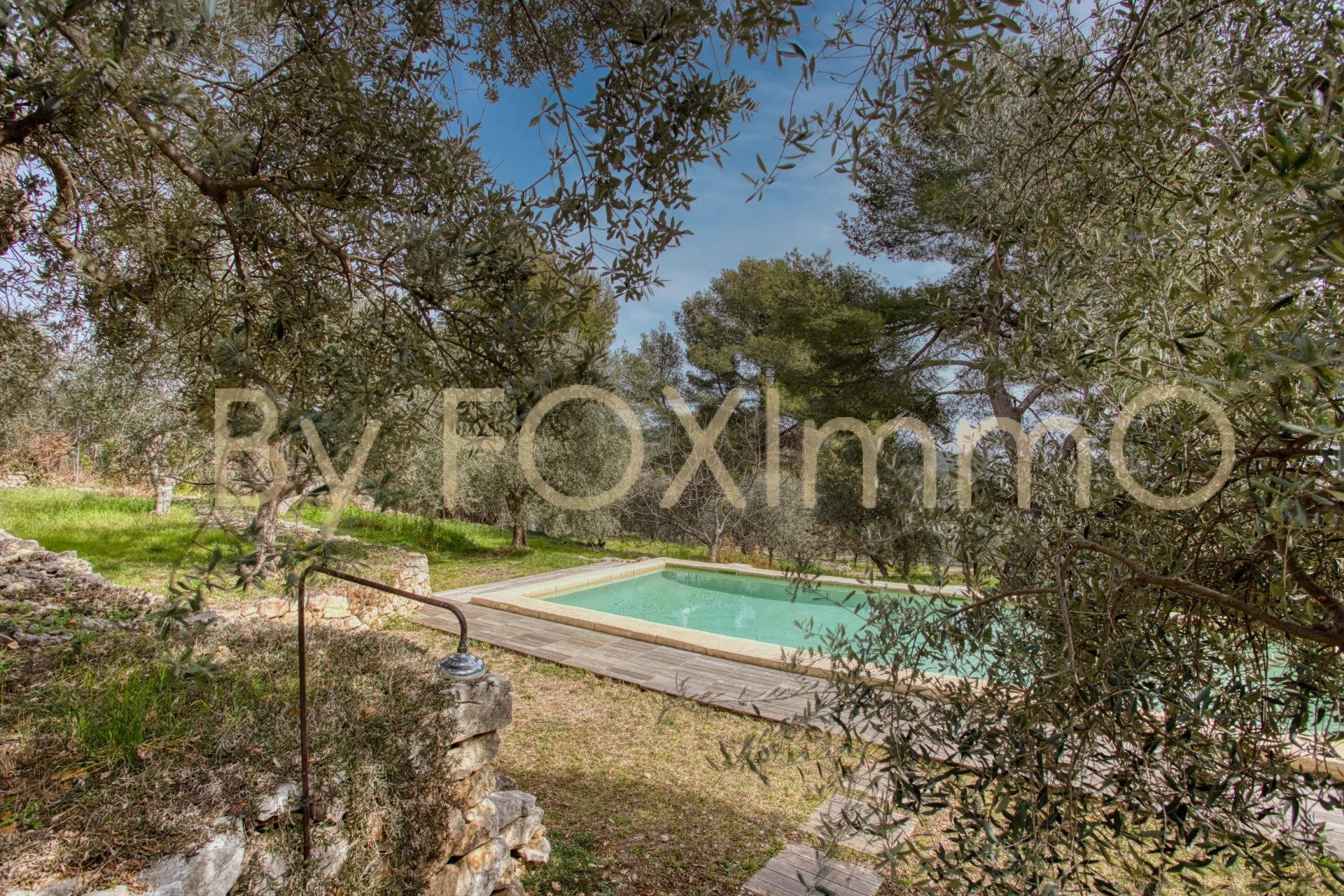 Côte d'Azur, near Grasse and Cannes, magnificent villa, Bastide in absolute peace and quiet, dominant position, panoramic view, swimming pool, grounds with olive trees