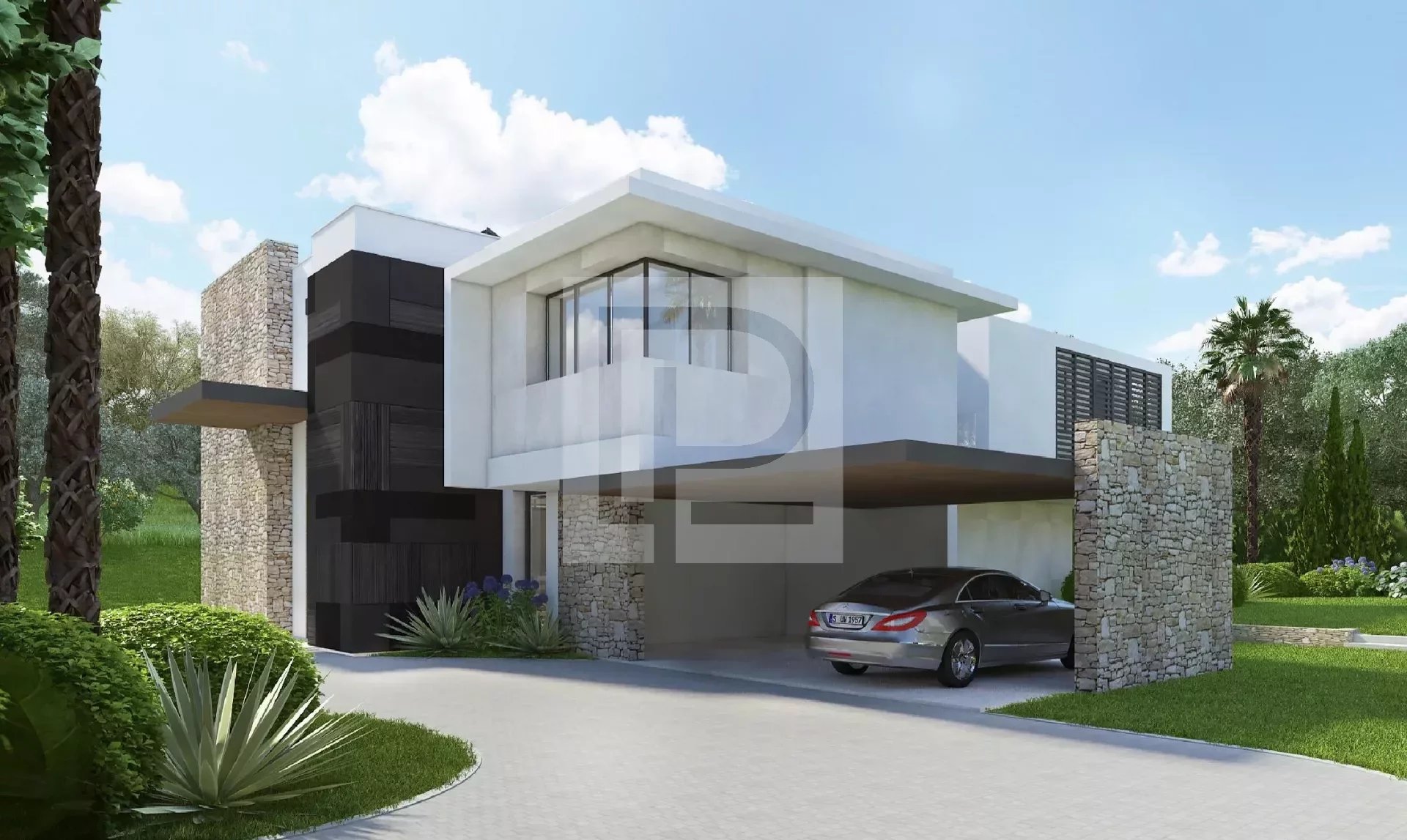 In closed domain, land with permit for two luxury villas