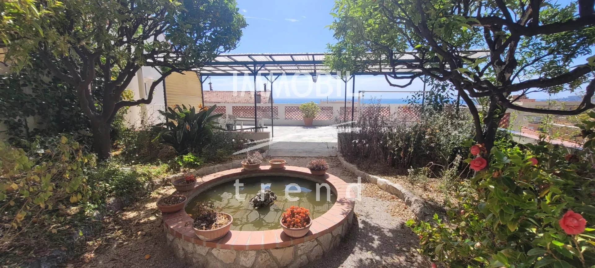 REAL ESTATE MENTON NEAR CENTER TOWN, PANORAMIC SEA VIEW, CARACTERISTIC VILLA  OF 9 ROOMS, GUEST HOUSE, GARDEN, TERRACE, BOX AND PARKING
