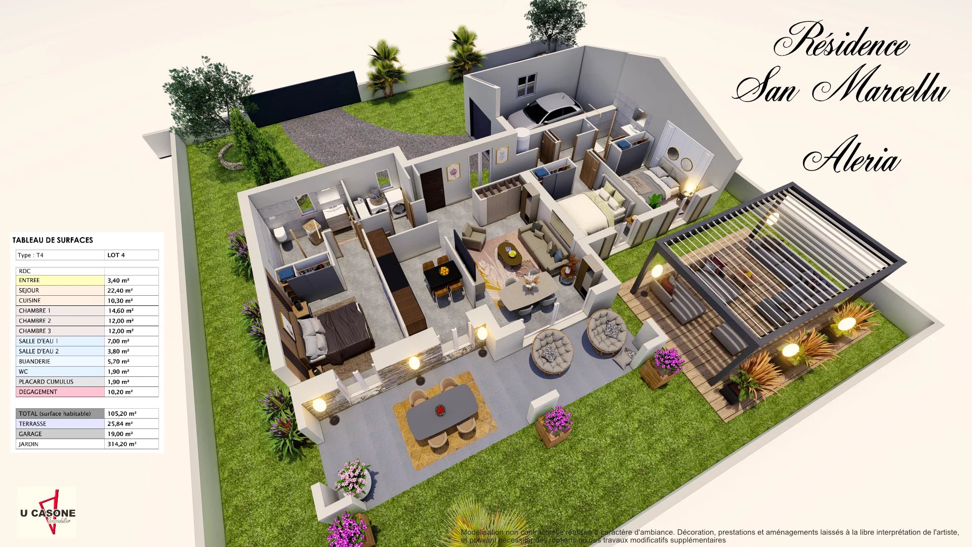 Appartement T3 en duplex avec jardin