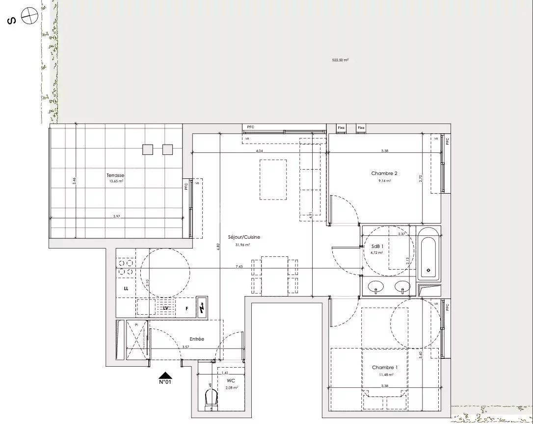 VALBONNE - Programme neuf - Appartement 3 pièces avec grand jardin dans résidence de standing - Lot 1