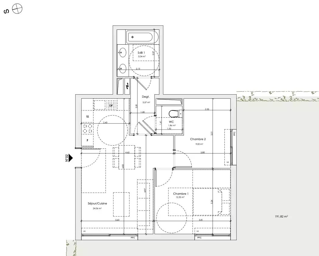 VALBONNE - Programme neuf - Appartement 3 pièces avec grand jardin dans résidence de standing - Lot 2