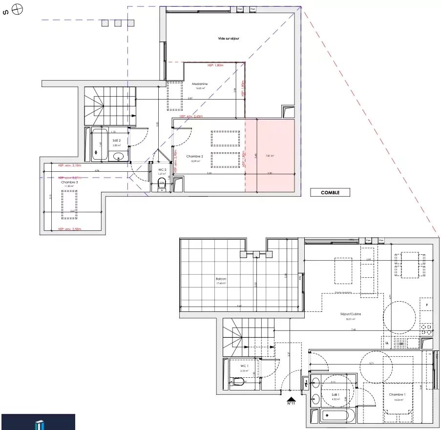 VALBONNE - Nybyggprogram - 5-roms duplex-leilighet med terrasse og gangavstand til landsbyen