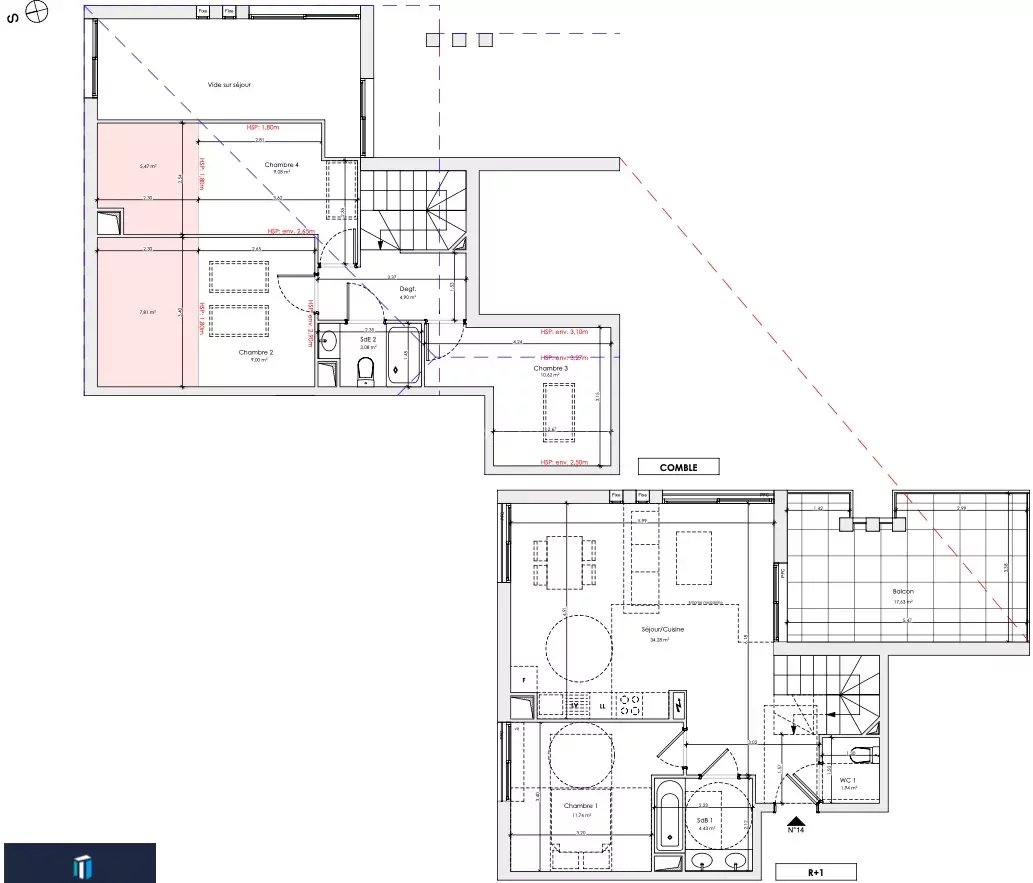 VALBONNE - Programme neuf - Appartement 5 pièces en dernier étage dans résidence de standing - Lot 14