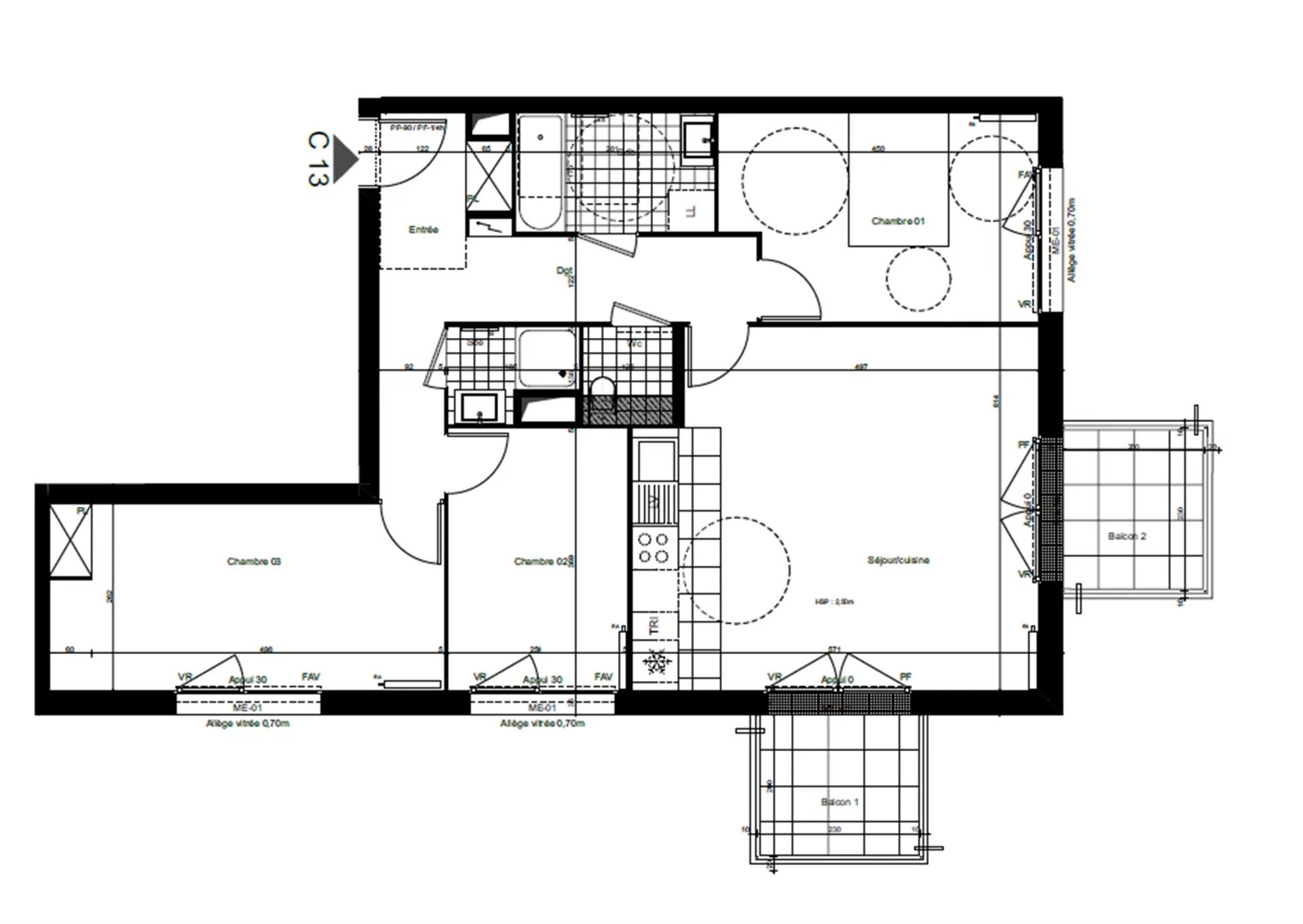 T4 neuf  - 84m² - 3 chambres - 2 balcons - 2 parkings