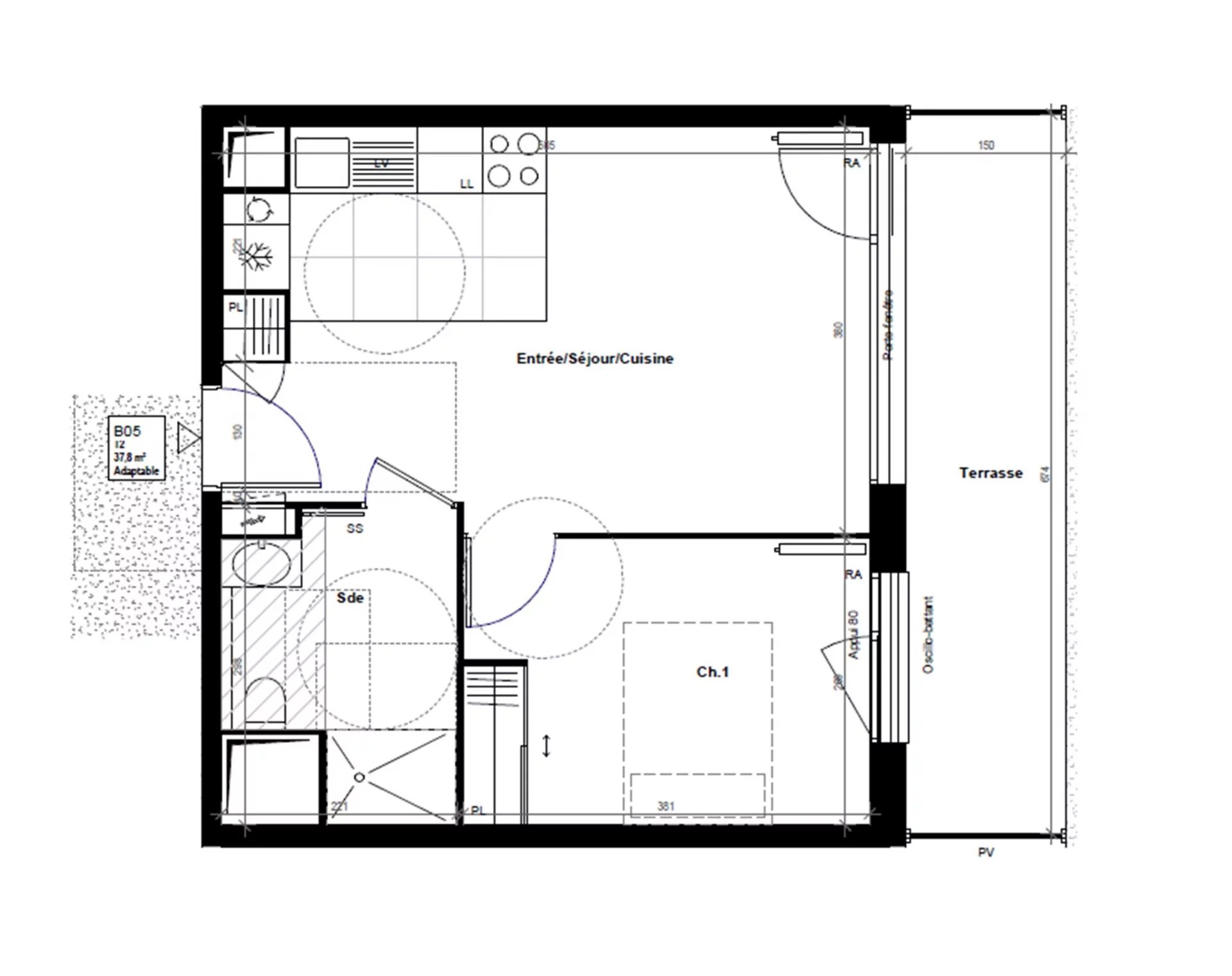 T2 neuf  - 37.8m² - 1 chambre  - terrasse 10m²