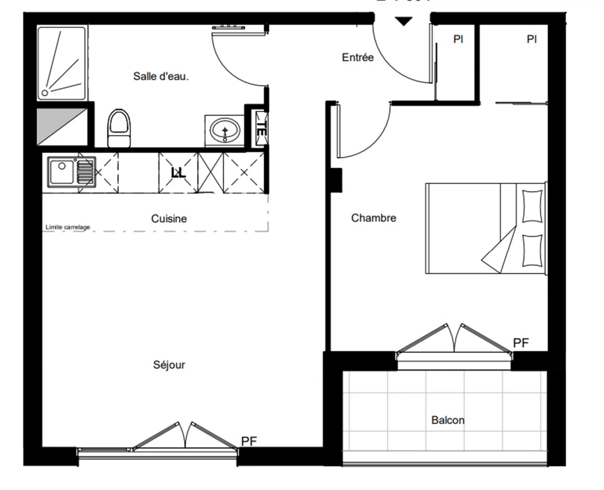 T2 neuf  - 46.5m² - 1 chambre  - balcon