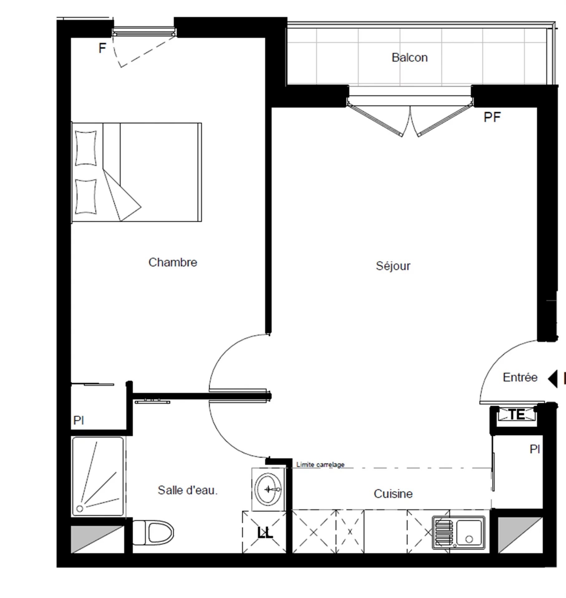 T2 neuf  - 45.5m² - 1 chambre  - balcon