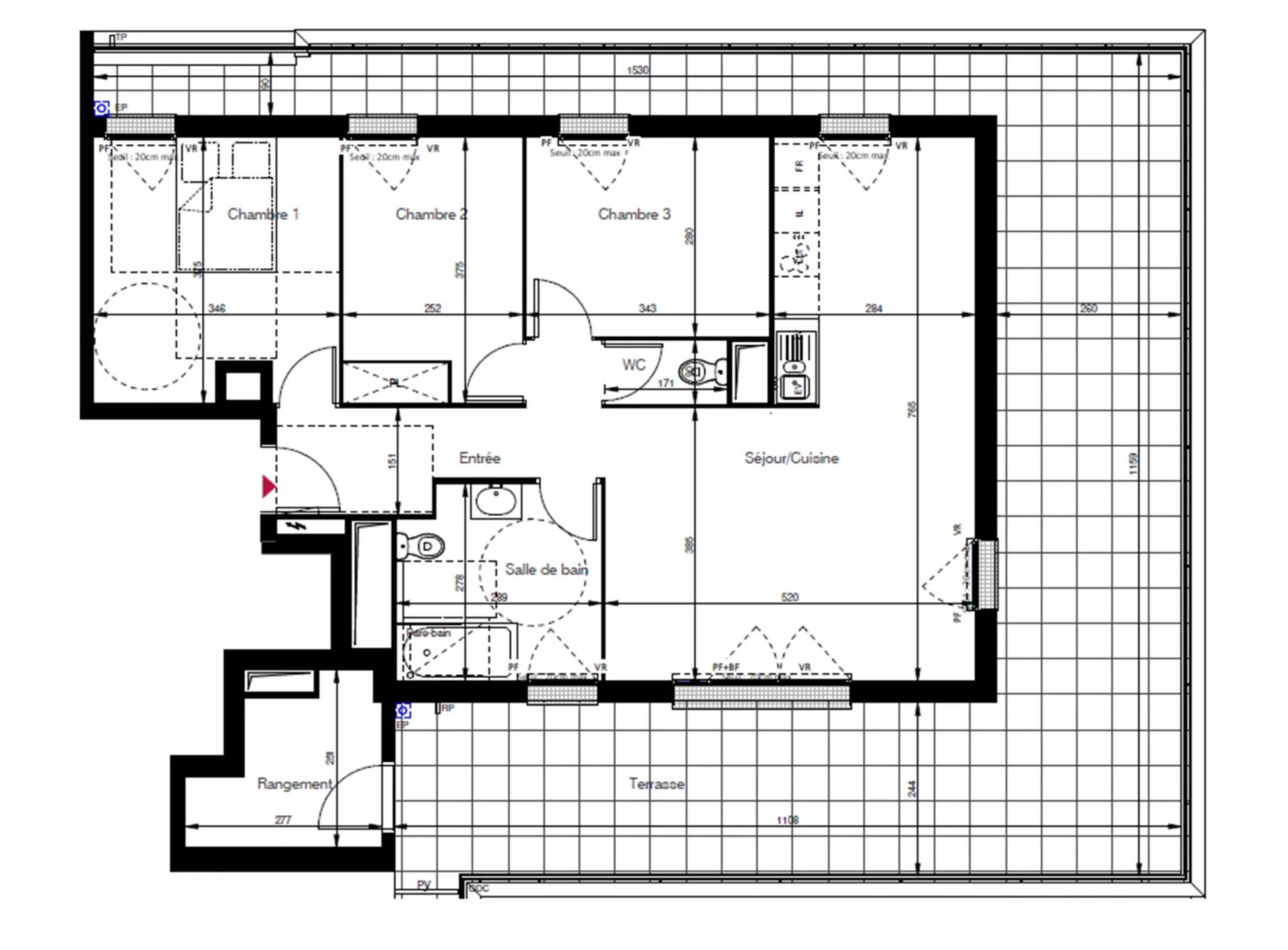T4  neuf en attique  - 83.6m² - 3 chambres  - terrasse 66m²