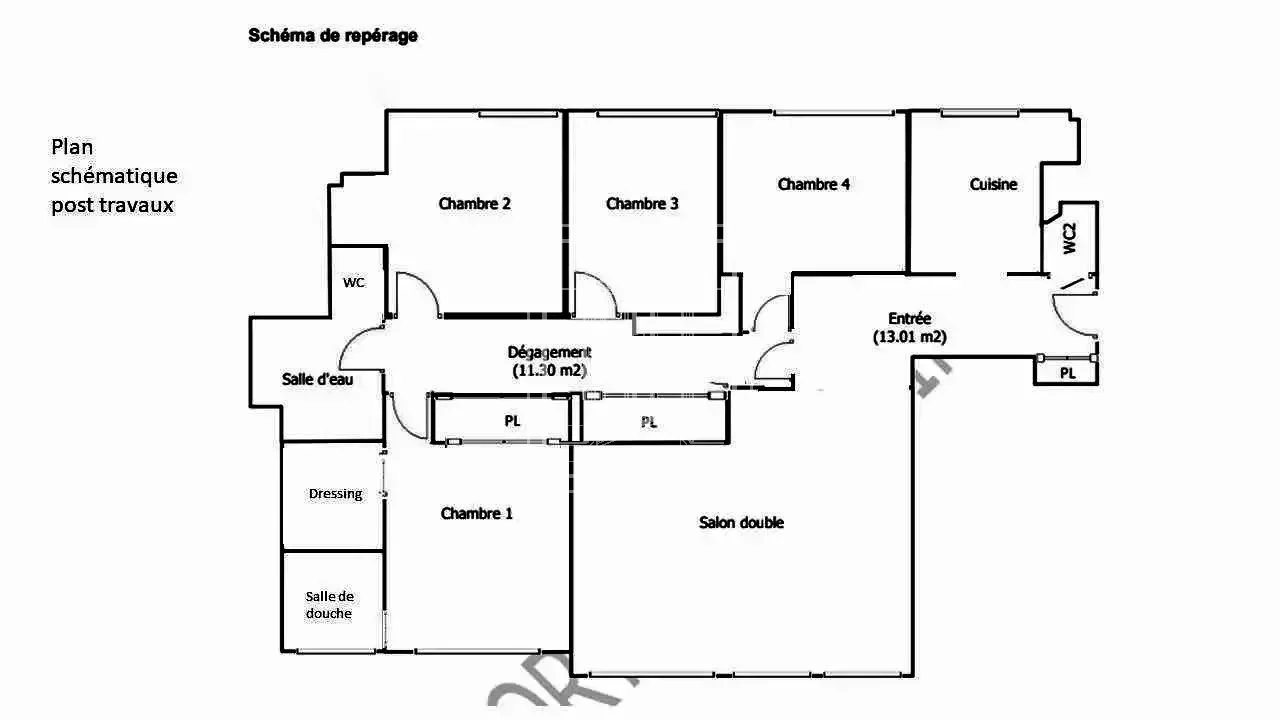Appartement familial de 112m2, 4 chambres, 1 parking