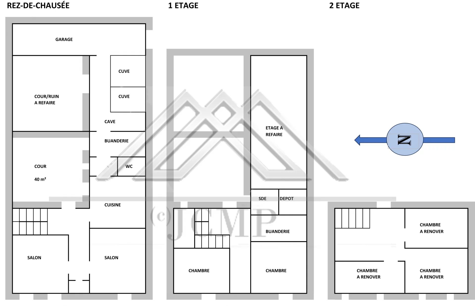 Grande maison du village avec cour et cave. 5 PC, 2/5 CH, 2 salons - 125 m² habitables