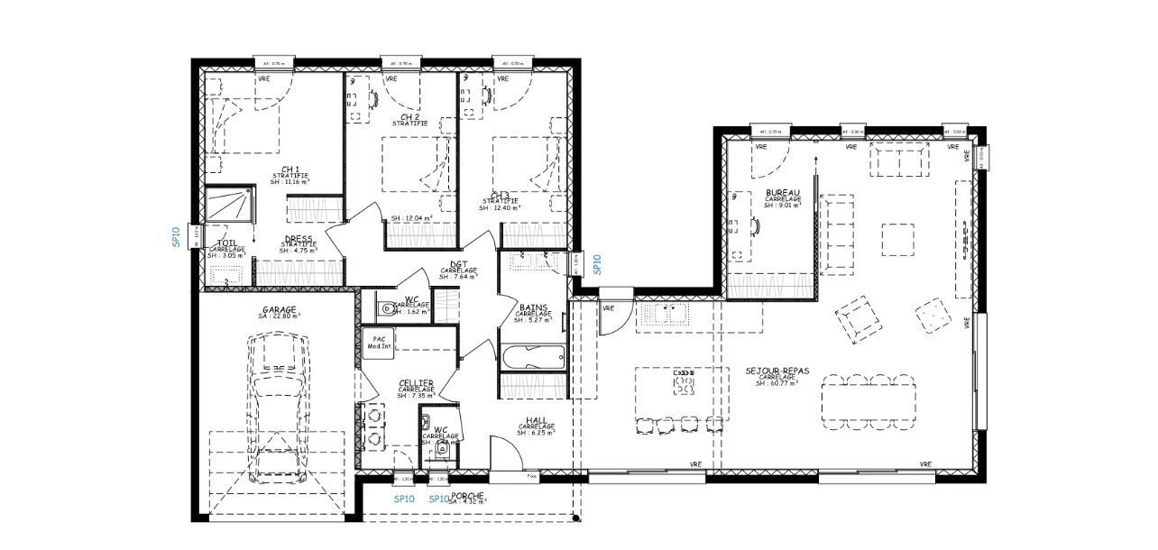 Terrain 1005 m2 avec projet villa de 143m2 + Garage - Dardilly