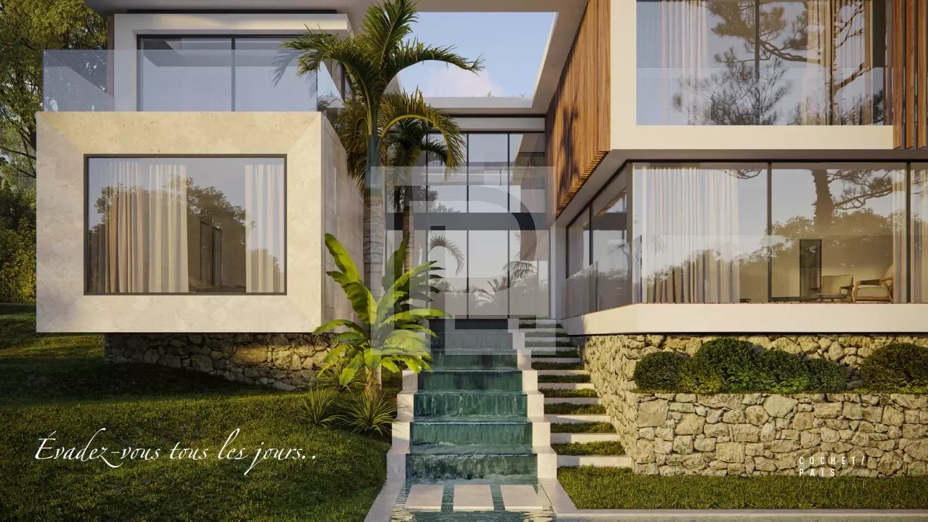 Superbe projet de villa contemporaine avec vue mer et village