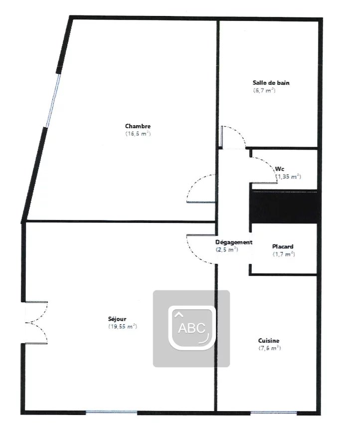 Appartement 2p 55,90m² + jardin 30 m²+ terrasse 30m2et 3 Caves