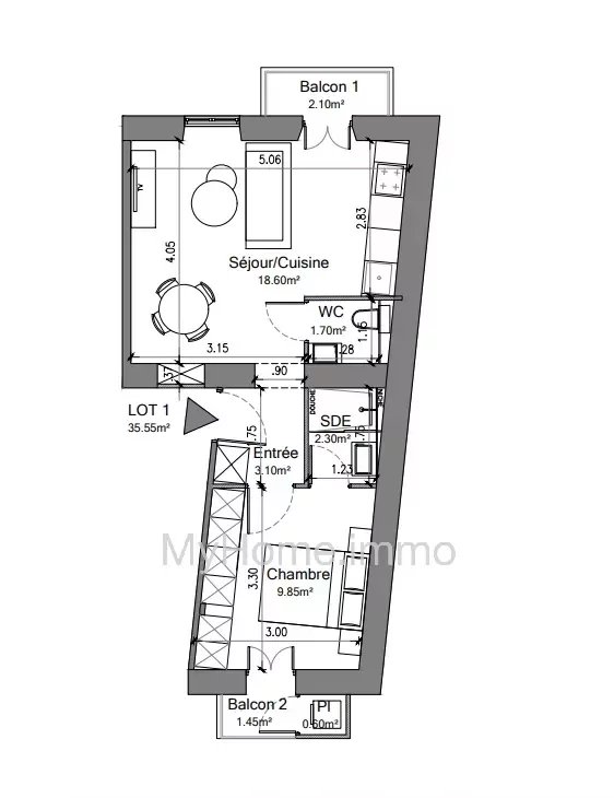 Vente Appartement 36m² 2 Pièces à Nice (06000) - Myhome.Immo
