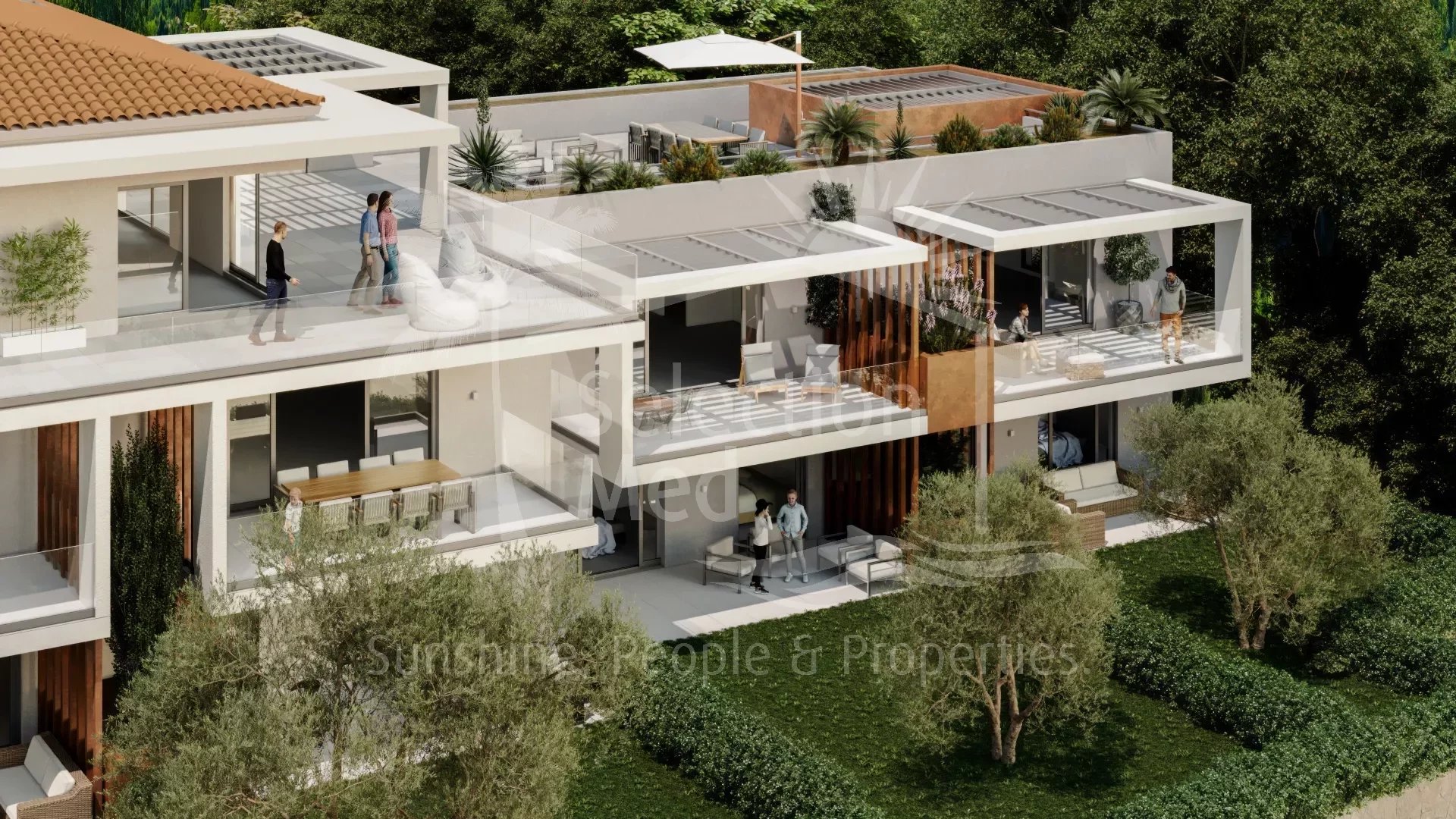Biot, Panoramic views in new contemporary Residence " Les Terrasses des Vergers"