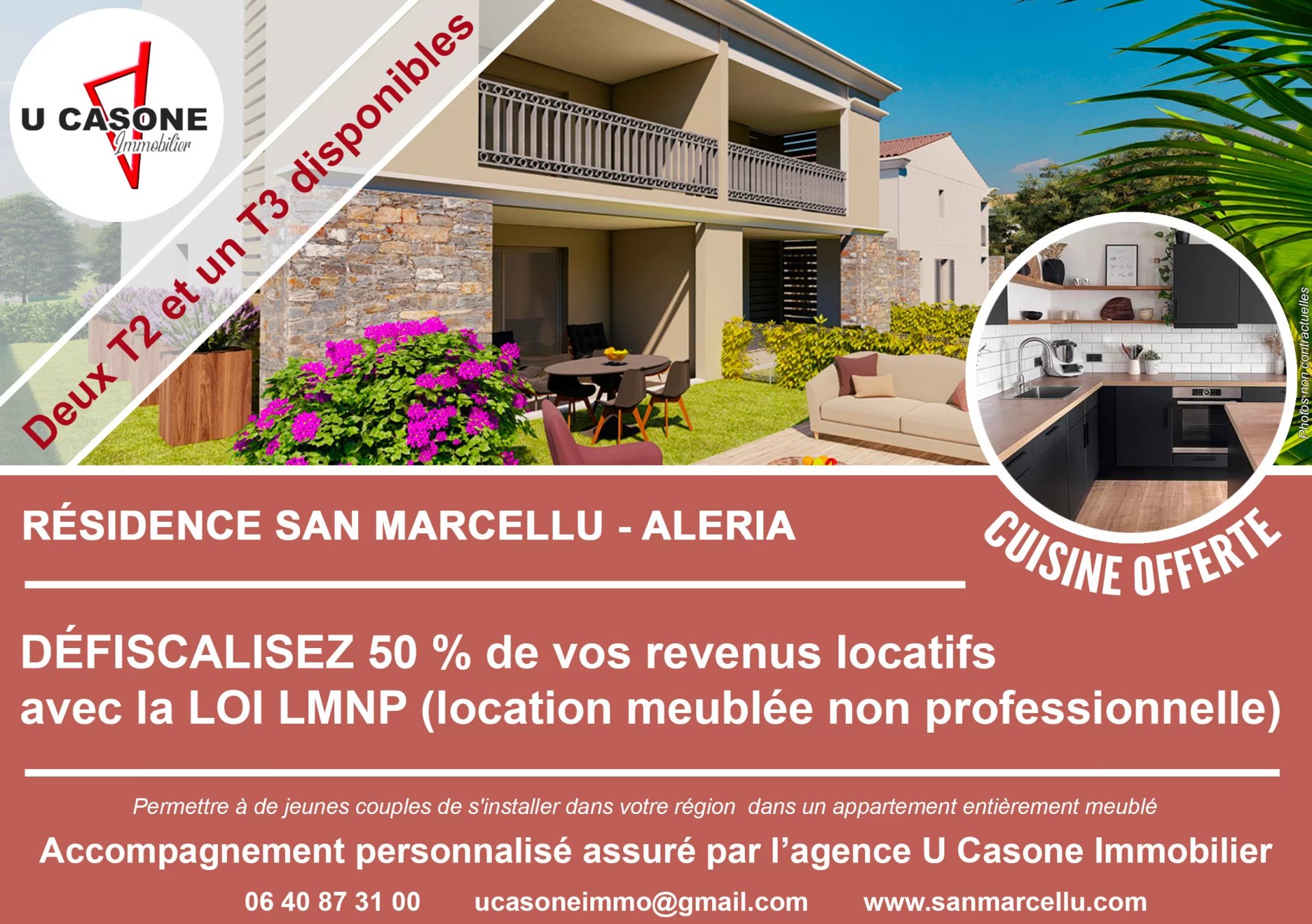 ALERIA : Vente appartement T2 en LMNP ( Loué Meublé Non Professionnel).