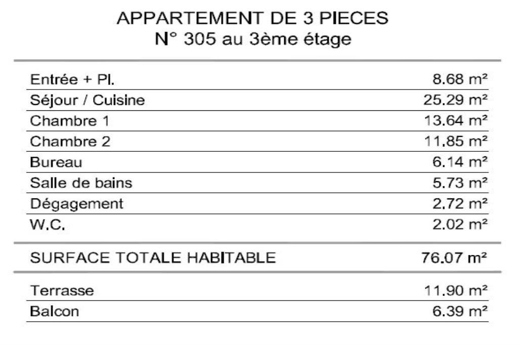 Programme Appartement - La Trinité